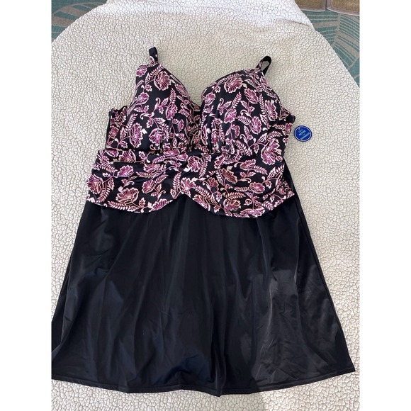 Swim Dress Plus Size 28 Swimsuit for All Suit Skirt Padded Bra One Piece - Picture 12 of 16